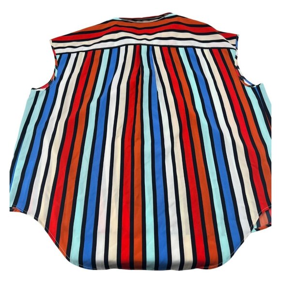 Madison Colorful Striped Button-Up Sleeveless Blouse Women's 3X NWT - Picture 8 of 8
